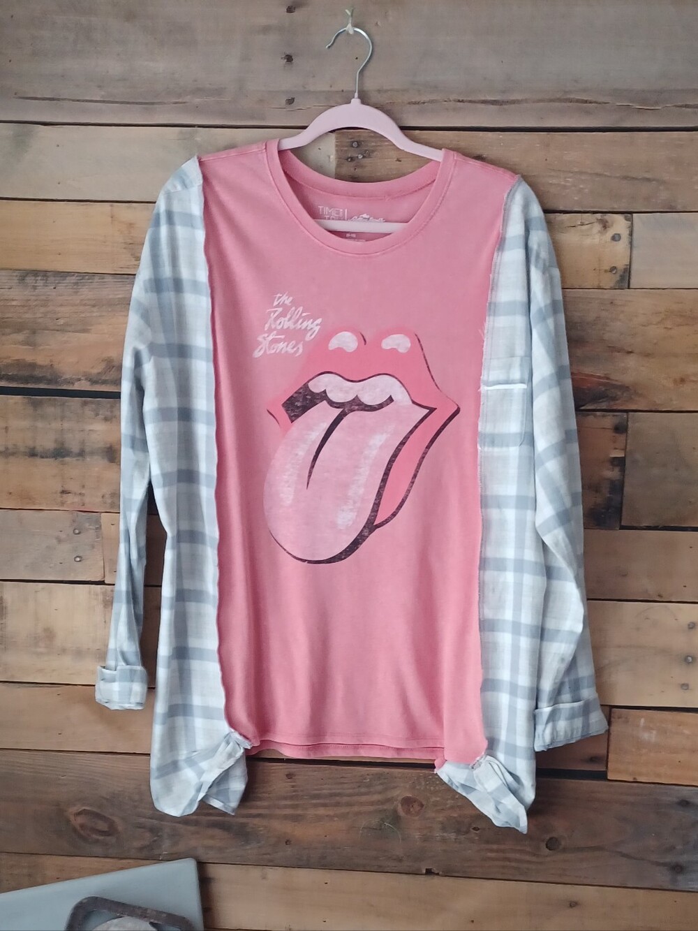 Upcycled The Rolling Stones Pink Graphic T-shirt.